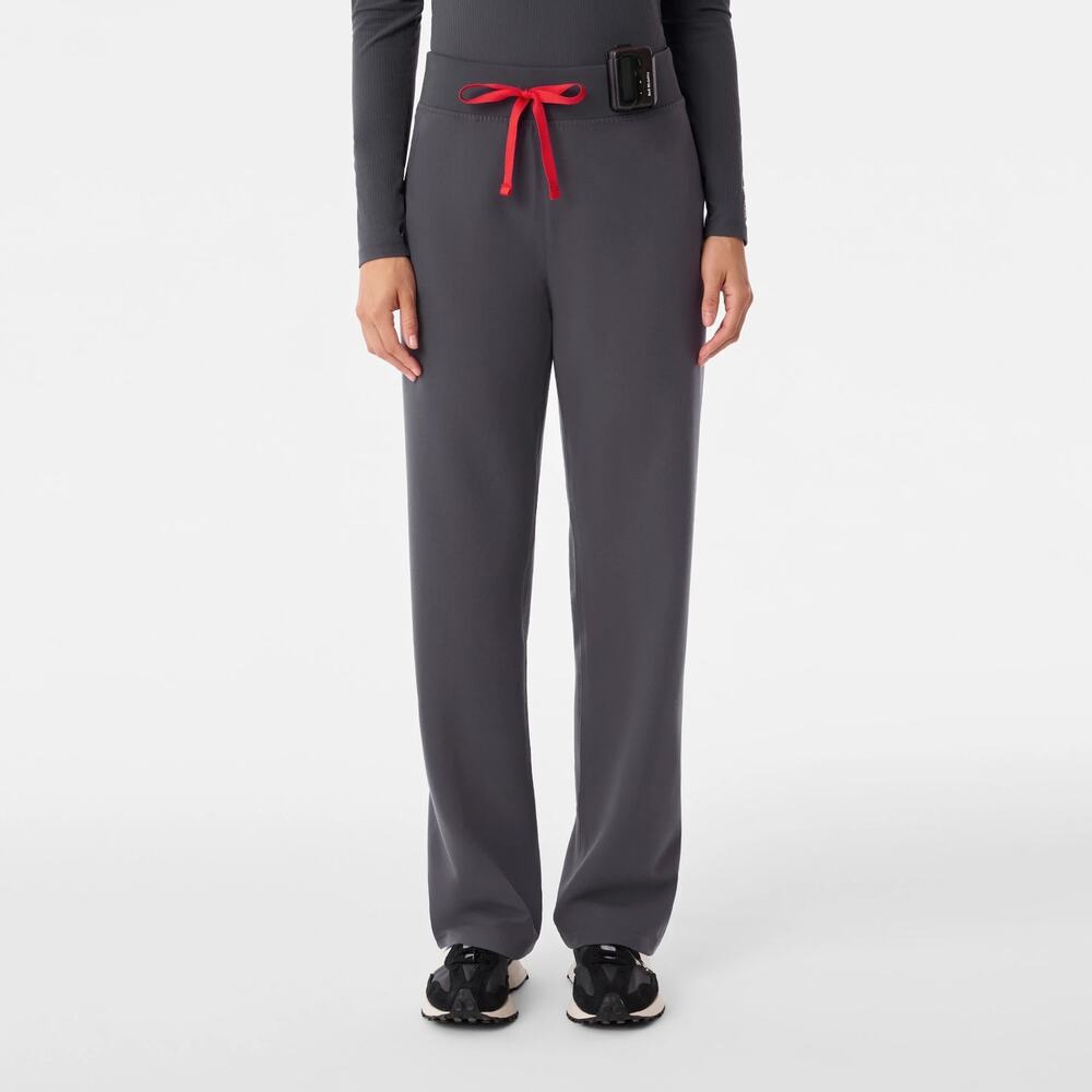 Figs Livingston High-Rise Straight Leg Scrub Pants Charcoal SMALL 28.5 inseam